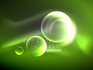 Blurred neon glowing round shapes, abstract circles and lights