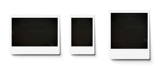 Blank instant photo mockup isolated on white 3D rendering