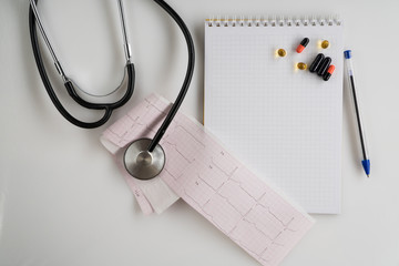 stethoscope with cardiogram