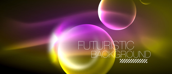 Vector glowing neon circles abstract background