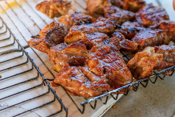 Шашлык из свинины на гриле Grilled pork shashlik