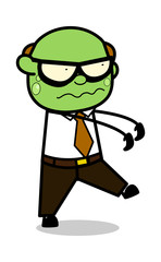 Zombie - Retro Cartoon Father Old Boss Vector Illustration