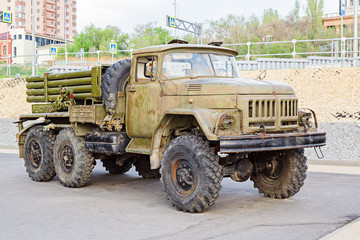 Obraz premium Grad rocket system on the chassis on the car the URALS