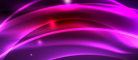 Glowing abstract wave on dark, shiny motion, magic space light. Techno abstract background