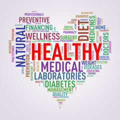 Wordcloud healthcare heart concept healthy