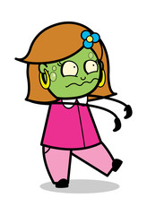 Zombie - Retro Cartoon Female Housewife Mom Vector Illustration