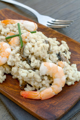 risotto aux crevettes et champignons