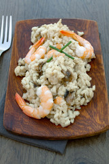 risotto aux crevettes et champignons