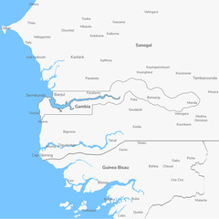 Detailed vector map Gambia.