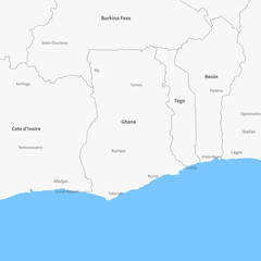 Detailed vector map Ghana.