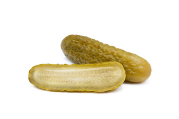  Pickled sour cucumber isolated on white background 
