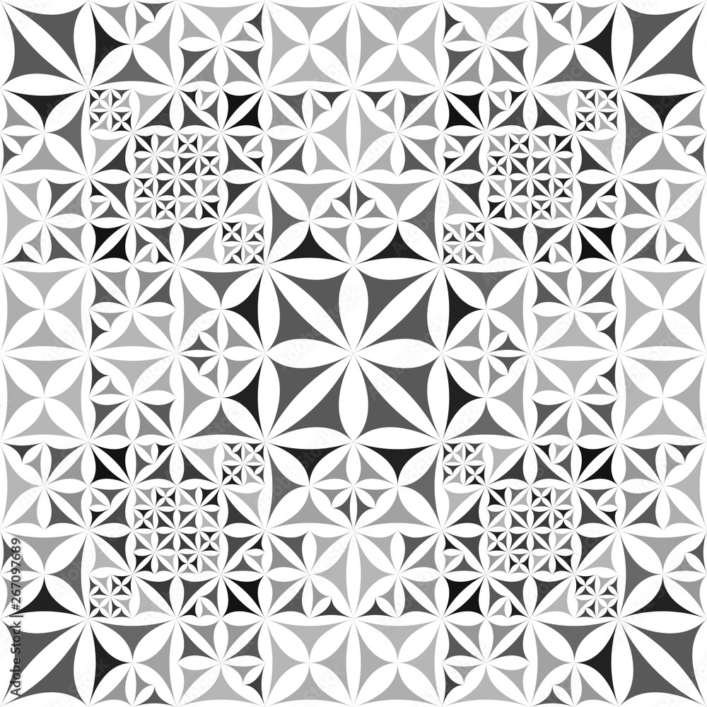 Poster green abstract repeating curved triangle mosaic kaleidoscope pattern wallpaper - symmetrical vector 