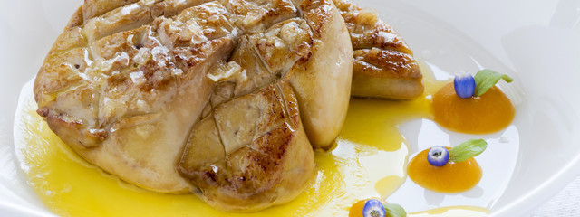 Foie Gras with Apple Sauce. Fried Goose Liver. - 267098097