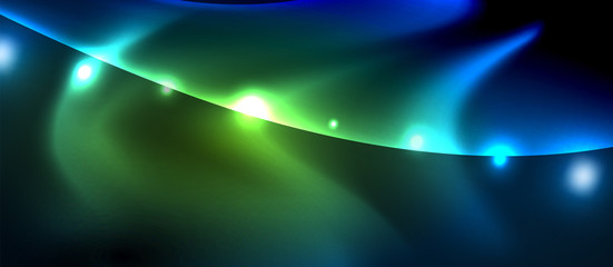 Neon glowing lines, magic energy space light concept, abstract background wallpaper design