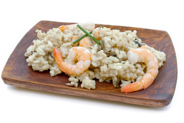 risotto aux crevettes et champignons