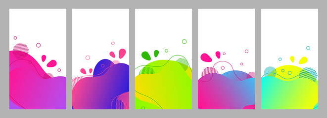 Color abstract fluid social media background set