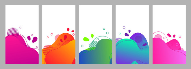 Color abstract fluid social media background set