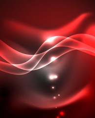 Glossy glowing neon light wave background