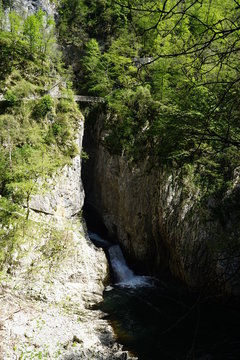 Rough waterfall in a ravine