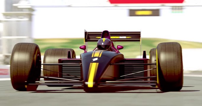 Formula One Racing Car Getting Ready For Start - High Quality 4K 3D Animation With Environment