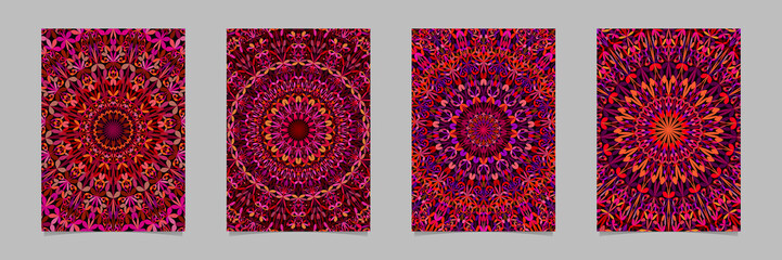Colorful floral ornate mandala pattern brochure background template set - vector stationery designs