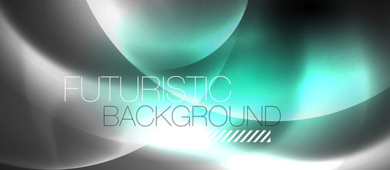 Shiny neon color light with circles abstract background
