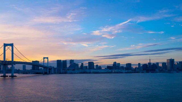 東京風景　タイムラプス　日没から夜景　長時間撮影
