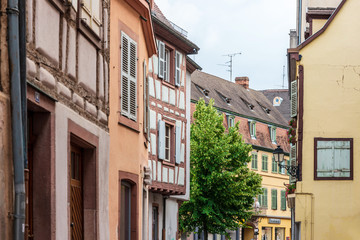 Fototapeta na wymiar COLMAR, FRANCE - June 29, 2018: Street view of downtown in Colmar, Alsace, France