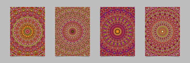 Colorful floral kaleidoscope mandala pattern flyer background set - vector meditation stationery template designs