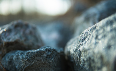 Rocks and stones in the spring time, depth of field, 