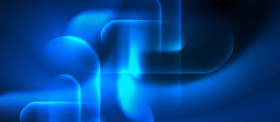 Blue neon round shapes techno background
