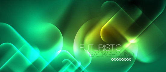 Neon glowing techno lines, blue hi-tech futuristic abstract background template