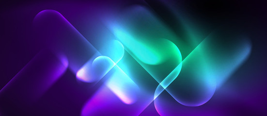 Neon glowing techno lines, hi-tech futuristic abstract background template
