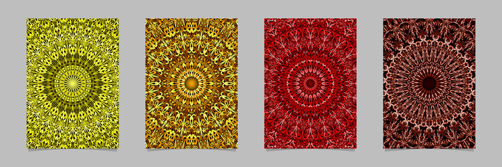 Color flower garden mandala brochure background design template set - vector stationery graphics