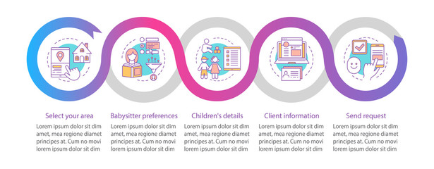 Fototapeta na wymiar Babysitter request vector infographic template