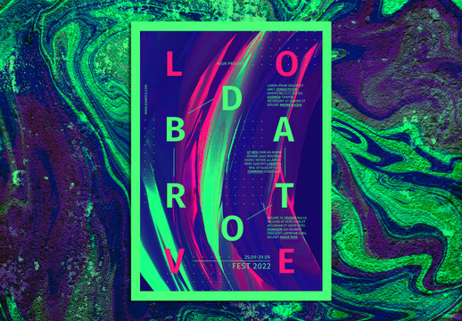 Abstract Dark Poster Layout with Colorful Neon Accents