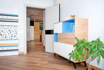 The interior of a children's bedroom for a boy in loft apartment