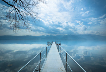 Metal pier on the lake