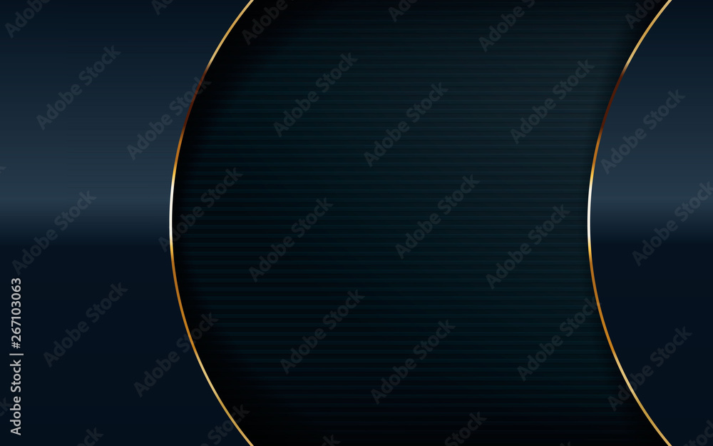 Poster dark overlap layers abstract background. modern shape with light golden line element decoration. rea