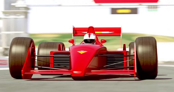 Formula One Racing Car Getting Ready For Start - High Quality 4K 3D Animation With Environment