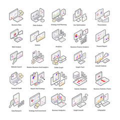 Data Analysis Isometric Icons