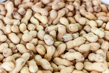 Jumbo raw peanuts in shell sold in shuk Levinsky market, Tel Aviv, Israel