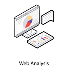Isometric icon design of web analysis