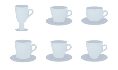 Cups set icon in flat style on a white background