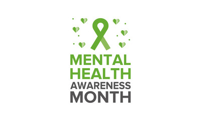 Mental Health Awareness Month in May. Annual campaign in United States by raising awareness of mental health. Poster, card, banner and background. Vector illustration