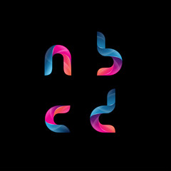 Set of initial letter combination with gradient color