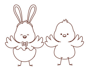 Happy  farm animals outline