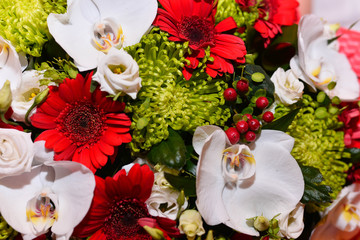 gerbera tulips and mix of summer-flowers-bouquet-for-the wedding in the florida