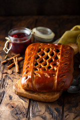 Homemade lattice cherry pie