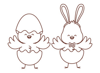 Happy  farm animals outline